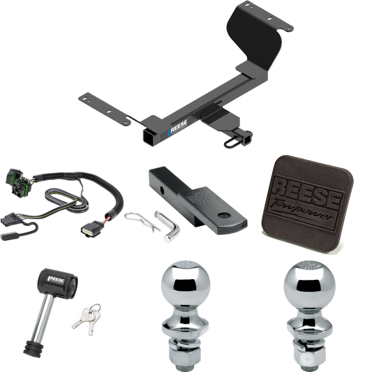 Fits 2022-2023 Chevrolet Equinox Trailer Hitch Tow PKG w/ 4-Flat Wiring Harness + Draw-Bar + 1-7/8" + 2" Ball + Hitch Cover + Hitch Lock (Excludes: Premier or Models w/1.6L Diesel Engine Models) By Reese Towpower