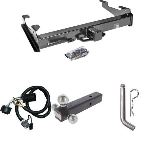 Se adapta al paquete de enganche de remolque GMC Sierra 3500 HD 2007-2010 con arnés de cableado de 4 planos + soporte de bola triple de bolas de remolque de 1-7/8" y 2" y 2-5/16" + pasador/clip de Draw-Tite