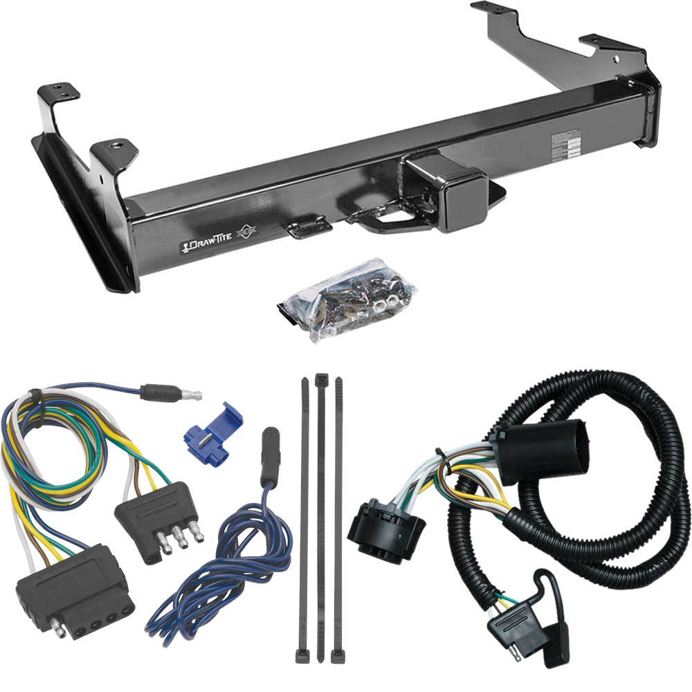 Fits 2007-2010 GMC Sierra 2500 HD Trailer Hitch Tow PKG w/ 5-Flat Wiring Harness (For 8 ft. Bed Models) By Draw-Tite