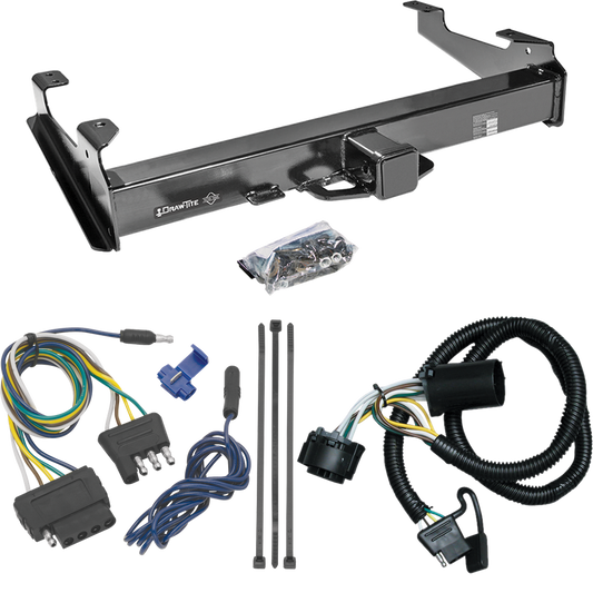 Fits 2007-2010 GMC Sierra 2500 HD Trailer Hitch Tow PKG w/ 5-Flat Wiring Harness (For 8 ft. Bed Models) By Draw-Tite