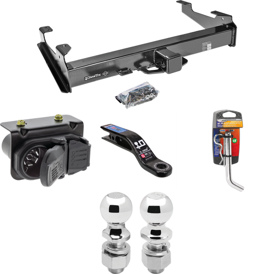 Fits 2007-2010 GMC Sierra 2500 HD Trailer Hitch Tow PKG w/ 7-Way RV Wiring + 2" & 2-5/16" Ball + Drop Mount (For 8 ft. Bed Models) By Draw-Tite