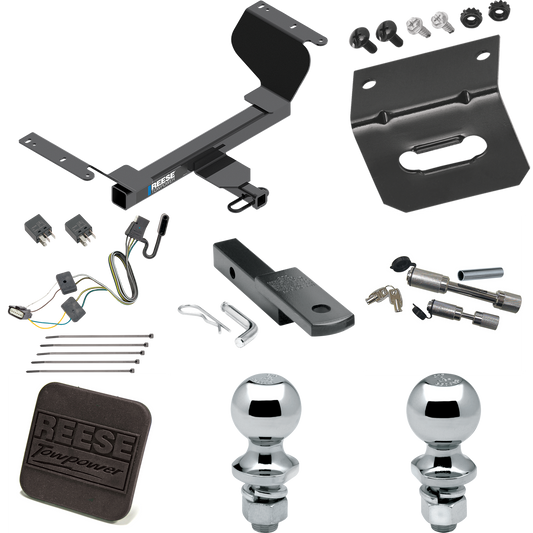 Fits 2018-2021 Chevrolet Equinox Trailer Hitch Tow PKG w/ 4-Flat Wiring Harness + Draw-Bar + 1-7/8" + 2" Ball + Wiring Bracket + Hitch Cover + Dual Hitch & Coupler Locks (Excludes: Premier or Models w/1.6L Diesel Engine Models) By Reese Towpower