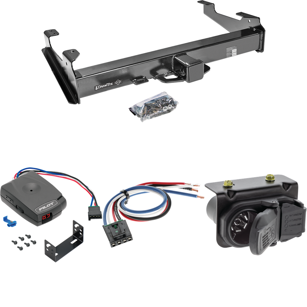 Fits 2007-2010 Chevrolet Silverado 3500 HD Trailer Hitch Tow PKG w/ Pro Series Pilot Brake Control + Generic BC Wiring Adapter + 7-Way RV Wiring By Draw-Tite