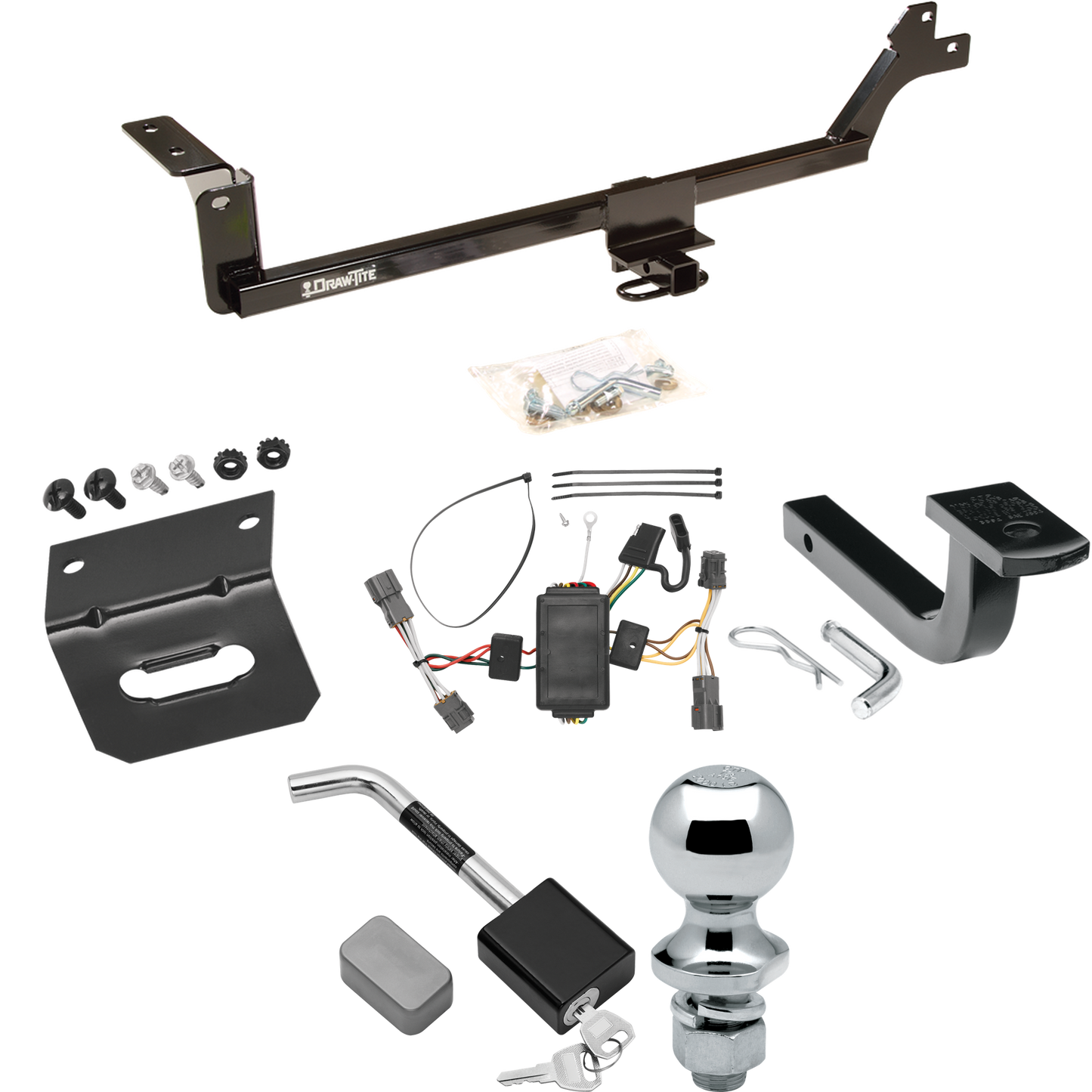 Se adapta al paquete de enganche de remolque KIA Rondo 2011-2012 con arnés de cableado de 4 planos + barra de tracción + bola de 1-7/8" + soporte de cableado + bloqueo de enganche (para modelos (solo Canadá)) por Draw-Tite