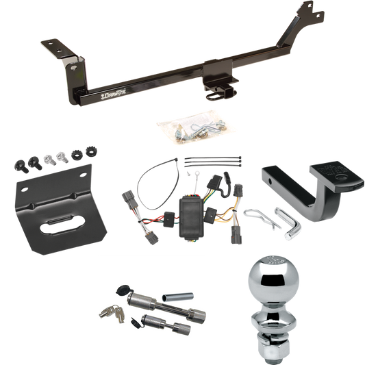 Se adapta al paquete de enganche de remolque KIA Rondo 2007-2010 con arnés de cableado de 4 planos + barra de tracción + bola de 2" + soporte de cableado + enganche doble y cerraduras de acoplador de Draw-Tite