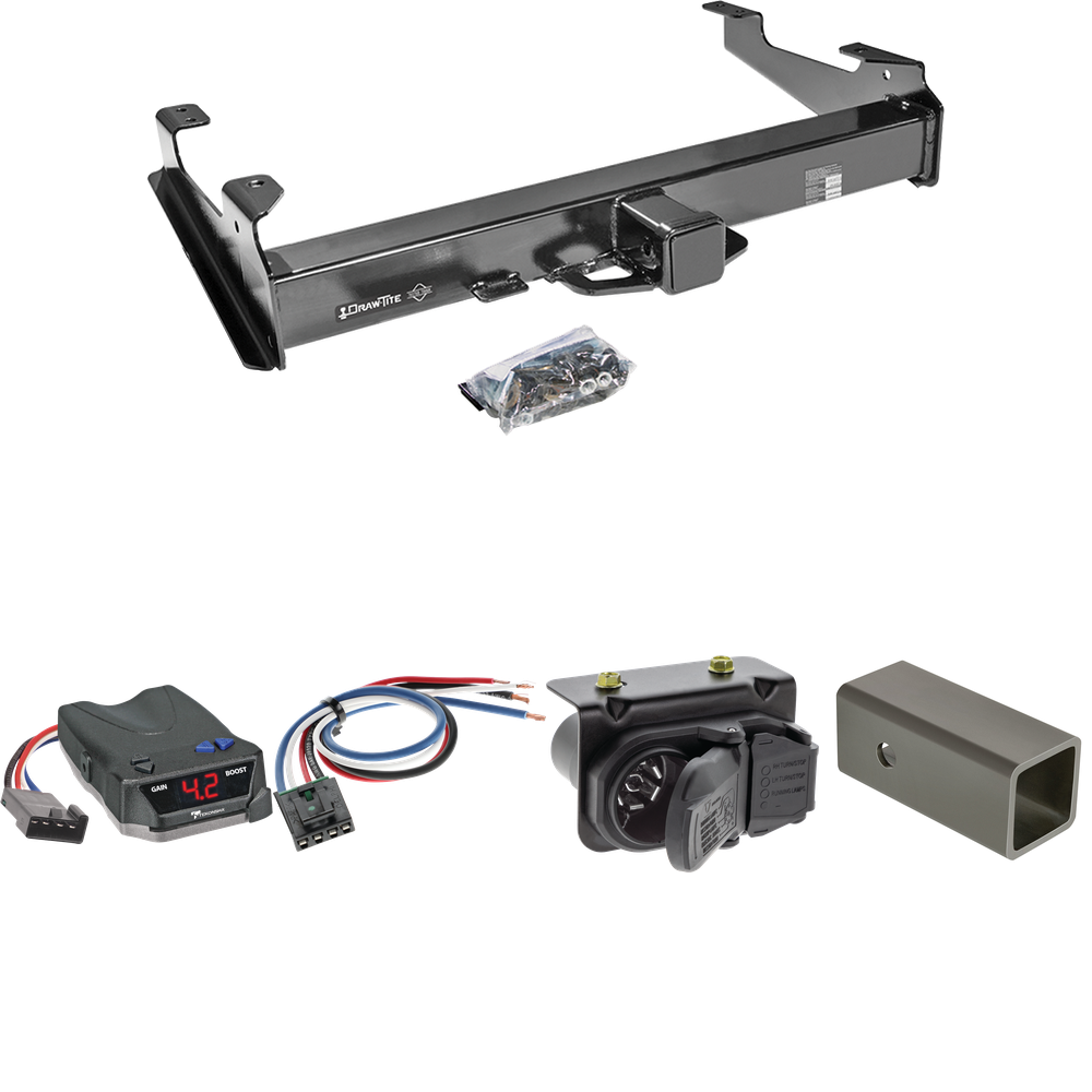 Fits 2007-2010 Chevrolet Silverado 3500 HD Trailer Hitch Tow PKG w/ Tekonsha BRAKE-EVN Brake Control + Generic BC Wiring Adapter + 7-Way RV Wiring By Draw-Tite