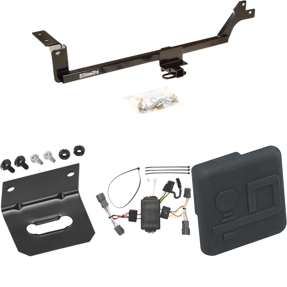 Fits 2011-2012 KIA Rondo Trailer Hitch Tow PKG w/ 4-Flat Wiring Harness + Hitch Cover (For (Canada Only) Models) By Draw-Tite