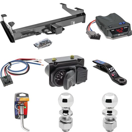 Fits 2007-2010 Chevrolet Silverado 3500 HD Trailer Hitch Tow PKG w/ Tekonsha BRAKE-EVN Brake Control + Generic BC Wiring Adapter + 7-Way RV Wiring + 2" & 2-5/16" Ball & Drop Mount By Draw-Tite