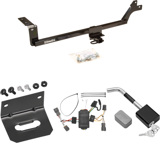 Fits 2007-2010 KIA Rondo Trailer Hitch Tow PKG w/ 4-Flat Wiring Harness + Wiring Bracket + Hitch Lock By Draw-Tite