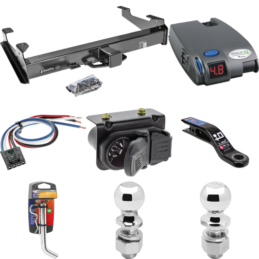 Fits 2007-2010 Chevrolet Silverado 3500 HD Trailer Hitch Tow PKG w/ Tekonsha Primus IQ Brake Control + Generic BC Wiring Adapter + 7-Way RV Wiring + 2" & 2-5/16" Ball & Drop Mount By Draw-Tite