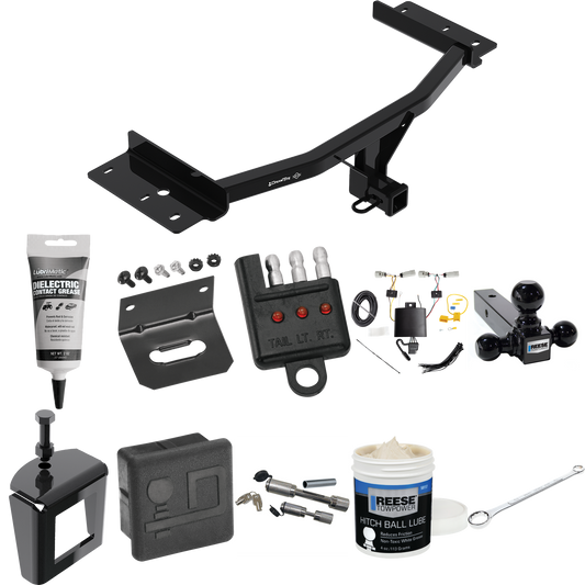 Fits 2020-2023 Lincoln Aviator Trailer Hitch Tow PKG w/ 4-Flat Wiring + Triple Ball Ball Mount 1-7/8" & 2" & 2-5/16" Trailer Balls + Wiring Bracket + Hitch Cover + Dual Hitch & Coupler Locks + Wiring Tester + Ball Lube + Electric Grease + Ball Wrench