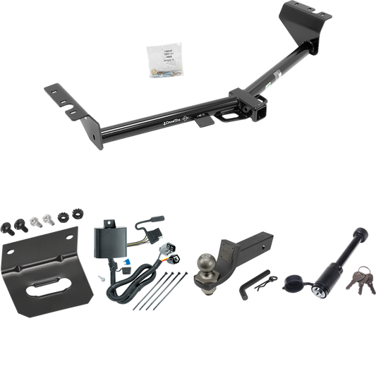 Fits 2015-2021 KIA Sedona Trailer Hitch Tow PKG w/ 4-Flat Wiring + Interlock Tactical Starter Kit w/ 2" Drop & 2" Ball + Tactical Dogbone Lock + Wiring Bracket By Draw-Tite