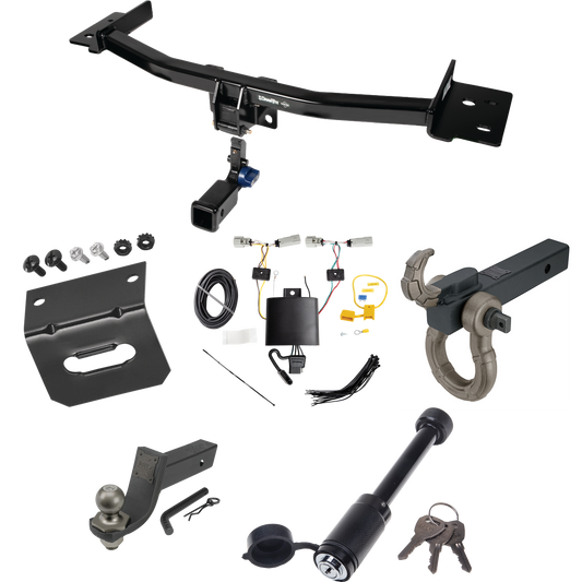 Fits 2020-2023 Lincoln Aviator Trailer Hitch Tow PKG w/ 4-Flat Wiring + Interlock Tactical Starter Kit w/ 3-1/4" Drop & 2" Ball + Tactical Hook & Shackle Mount + Tactical Dogbone Lock + Wiring Bracket By Draw-Tite