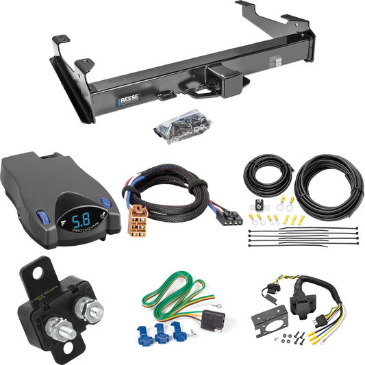 Fits 2001-2002 GMC Sierra 2500 HD Trailer Hitch Tow PKG w/ Tekonsha Prodigy P2 Brake Control + Plug & Play BC Adapter + 7-Way RV Wiring (For 8 ft. Bed Models) By Reese Towpower