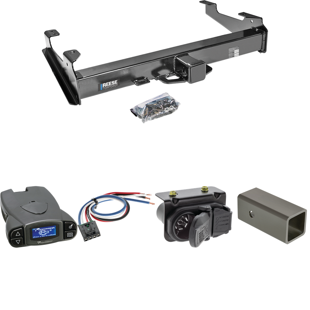 Fits 2007-2010 GMC Sierra 3500 HD Trailer Hitch Tow PKG w/ Tekonsha Prodigy P3 Brake Control + Generic BC Wiring Adapter + 7-Way RV Wiring By Reese Towpower