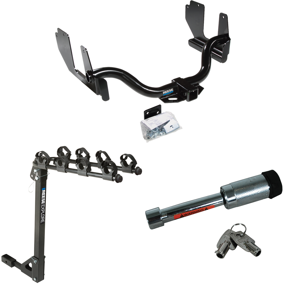 Fits 2006-2006 Lincoln Mark LT Trailer Hitch Tow PKG w/ 4 Bike Carrier Rack + Hitch Lock (For (Built Before 8/2005) Models) By Reese Towpower