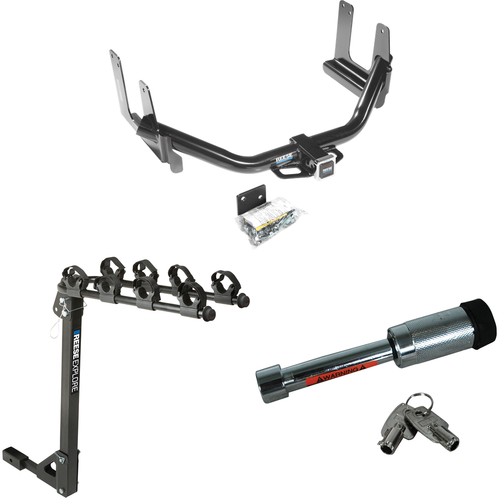 Fits 2006-2006 Lincoln Mark LT Trailer Hitch Tow PKG w/ 4 Bike Carrier Rack + Hitch Lock (For (Built Before 8/2005) Models) By Reese Towpower