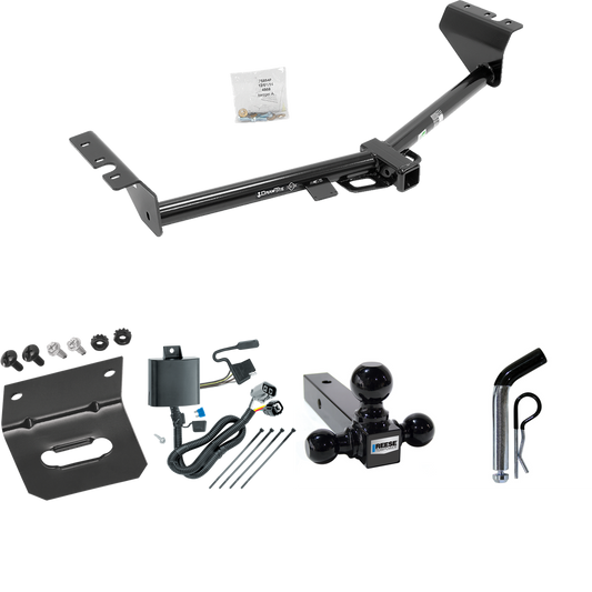 Fits 2015-2021 KIA Sedona Trailer Hitch Tow PKG w/ 4-Flat Wiring Harness + Triple Ball Ball Mount 1-7/8" & 2" & 2-5/16" Trailer Balls + Pin/Clip + Wiring Bracket By Draw-Tite