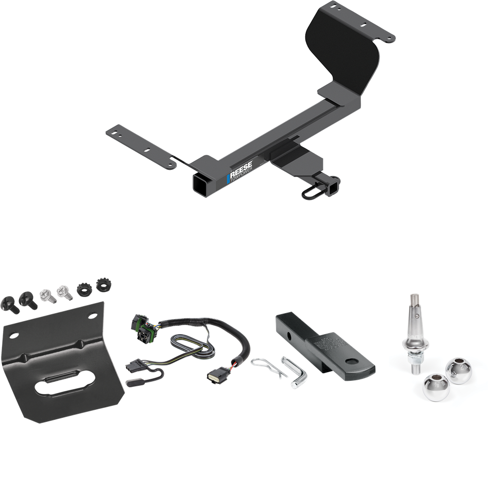 Fits 2022-2023 Chevrolet Equinox Trailer Hitch Tow PKG w/ 4-Flat Wiring Harness + Draw-Bar + Interchangeable 1-7/8" & 2" Balls + Wiring Bracket (For Premier, Except Models w/1.6L Diesel Engine Models) By Reese Towpower