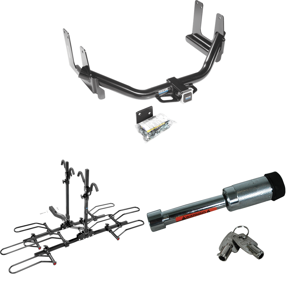 Fits 2006-2006 Lincoln Mark LT Trailer Hitch Tow PKG w/ 4 Bike Plaform Style Carrier Rack + Hitch Lock (For (Built Before 8/2005) Models) By Reese Towpower