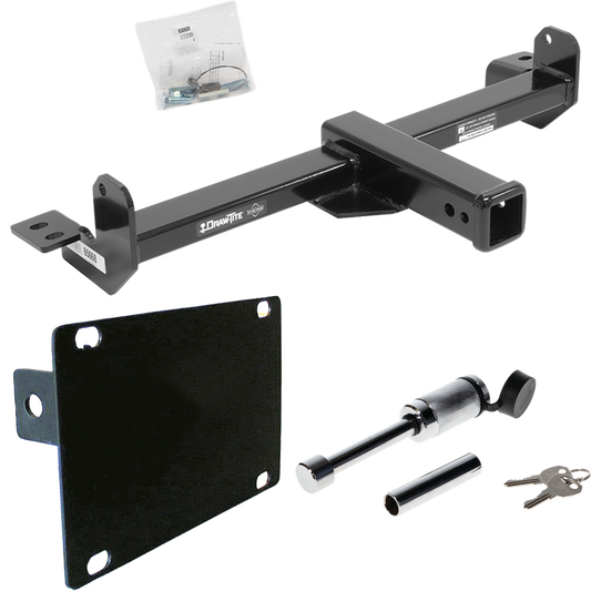 Fits 2011-2019 GMC Sierra 3500 HD Front Mount Trailer Hitch Tow PKG w/ License Plate Holder + Hitch Lock (Excludes: Denali Models) By Draw-Tite