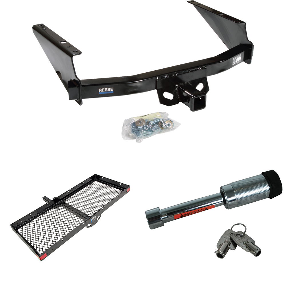 Fits 1997-2003 Ford F-150 Trailer Hitch Tow PKG w/ 48" x 20" Cargo Carrier + Hitch Lock (For Styleside Models) By Reese Towpower