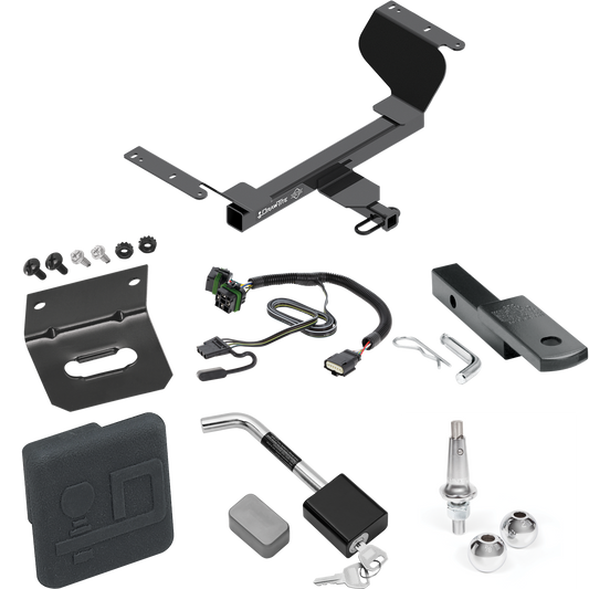 Fits 2022-2023 Chevrolet Equinox Trailer Hitch Tow PKG w/ 4-Flat Wiring Harness + Draw-Bar + Interchangeable 1-7/8" & 2" Balls + Wiring Bracket + Hitch Cover + Hitch Lock (Excludes: Premier or Models w/1.6L Diesel Engine Models) By Draw-Tite