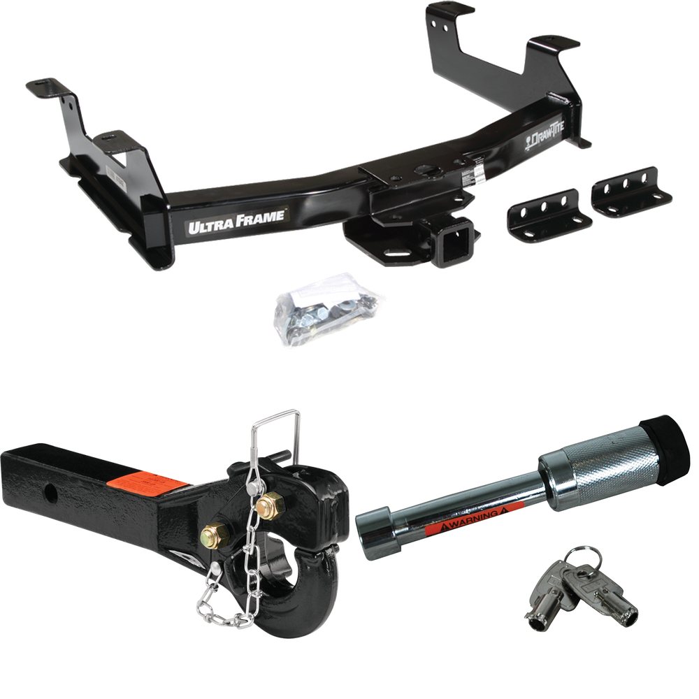 Fits 2011-2014 Chevrolet Silverado 2500 HD Trailer Hitch Tow PKG w/ 10K Pintle Hook + Hitch Lock By Draw-Tite