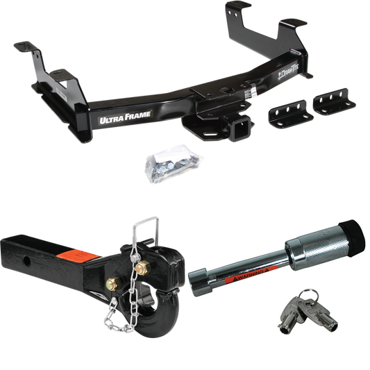 Fits 2011-2014 Chevrolet Silverado 2500 HD Trailer Hitch Tow PKG w/ 10K Pintle Hook + Hitch Lock By Draw-Tite