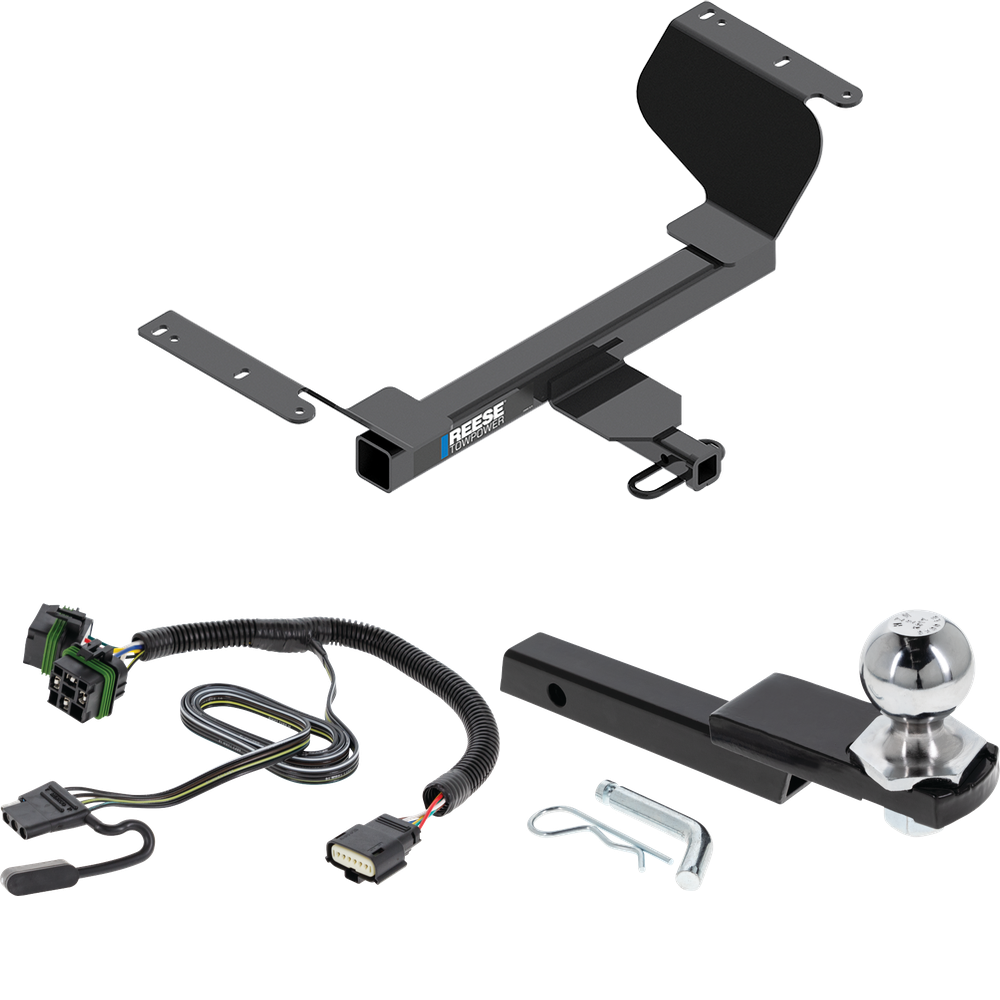 Fits 2022-2023 Chevrolet Equinox Trailer Hitch Tow PKG w/ 4-Flat Wiring Harness + Interlock Starter Kit w/ 2" Ball 1-1/4" Drop 3/4" Rise (For Premier, Except Models w/1.6L Diesel Engine Models) By Reese Towpower