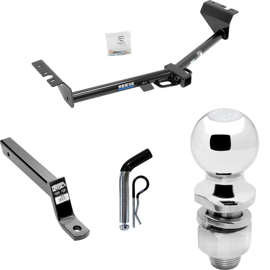 Fits 2015-2021 KIA Sedona Trailer Hitch Tow PKG w/ Extended 16" Long Ball Mount w/ 4" Drop + Pin/Clip + 2" Ball By Reese Towpower