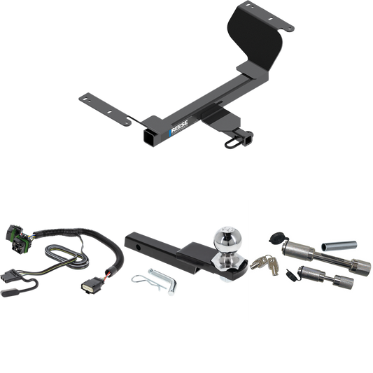 Fits 2022-2023 Chevrolet Equinox Trailer Hitch Tow PKG w/ 4-Flat Wiring Harness + Interlock Starter Kit w/ 2" Ball 1-1/4" Drop 3/4" Rise + Dual Hitch & Coupler Locks (For Premier, Except Models w/1.6L Diesel Engine Models) By Reese Towpower