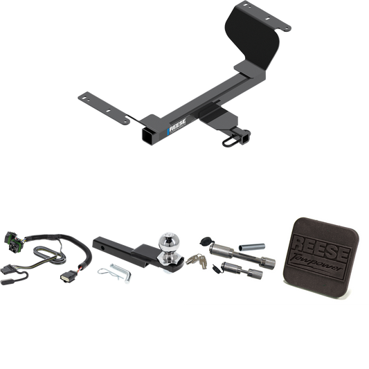 Fits 2022-2023 Chevrolet Equinox Trailer Hitch Tow PKG w/ 4-Flat Wiring Harness + Interlock Starter Kit w/ 2" Ball 1-1/4" Drop 3/4" Rise + Hitch Cover + Dual Hitch & Coupler Locks (For Premier, Except Models w/1.6L Diesel Engine Models) By Reese Towp