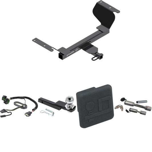 Fits 2022-2023 Chevrolet Equinox Trailer Hitch Tow PKG w/ 4-Flat Wiring Harness + Interlock Starter Kit w/ 2" Ball 1-1/4" Drop 3/4" Rise + Hitch Cover + Dual Hitch & Coupler Locks (Excludes: Premier or Models w/1.6L Diesel Engine Models) By Draw-Tite