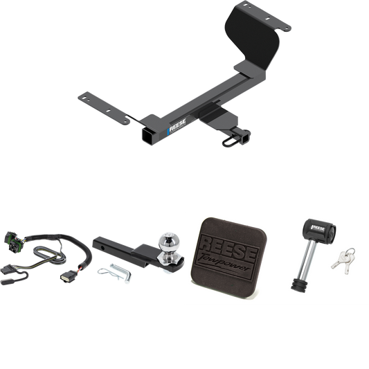 Fits 2022-2023 Chevrolet Equinox Trailer Hitch Tow PKG w/ 4-Flat Wiring Harness + Interlock Starter Kit w/ 2" Ball 1-1/4" Drop 3/4" Rise + Hitch Cover + Hitch Lock (Excludes: Premier or Models w/1.6L Diesel Engine Models) By Reese Towpower