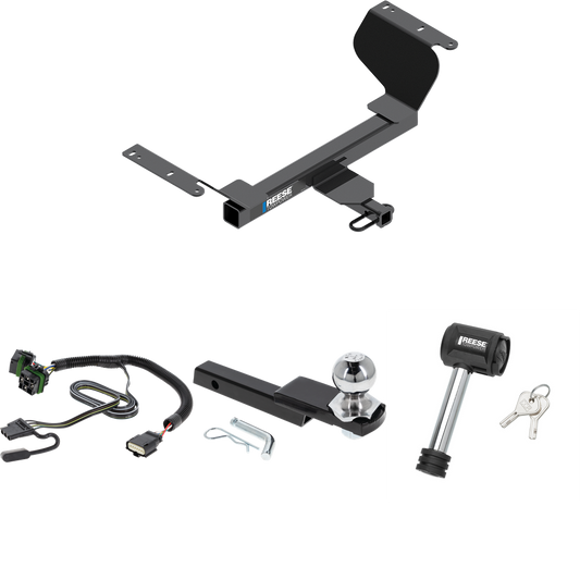 Fits 2022-2023 Chevrolet Equinox Trailer Hitch Tow PKG w/ 4-Flat Wiring Harness + Interlock Starter Kit w/ 2" Ball 1-1/4" Drop 3/4" Rise + Hitch Lock (For Premier, Except Models w/1.6L Diesel Engine Models) By Reese Towpower