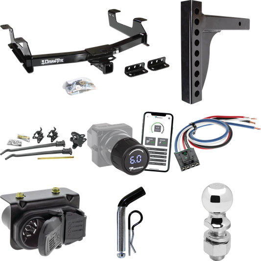 Fits 2011-2014 GMC Sierra 2500 HD Trailer Hitch Tow PKG w/ 12K Trunnion Bar Weight Distribution Hitch + Pin/Clip + 2-5/16" Ball + Tekonsha Prodigy iD Bluetooth Wireless Brake Control + Generic BC Wiring Adapter + 7-Way RV Wiring By Draw-Tite