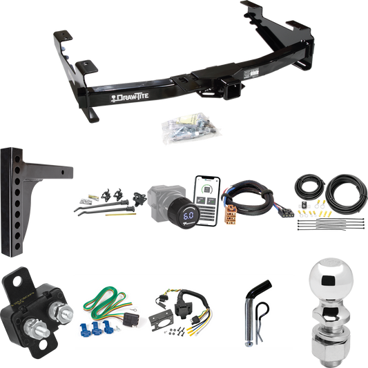 Fits 2001-2002 GMC Sierra 3500 Trailer Hitch Tow PKG w/ 12K Trunnion Bar Weight Distribution Hitch + Pin/Clip + 2-5/16" Ball + Tekonsha Prodigy iD Bluetooth Wireless Brake Control + Plug & Play BC Adapter + 7-Way RV Wiring By Draw-Tite