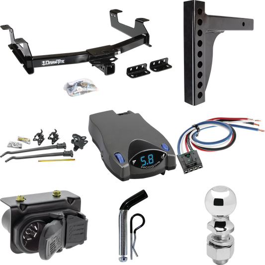 Fits 2011-2014 Chevrolet Silverado 3500 HD Trailer Hitch Tow PKG w/ 12K Trunnion Bar Weight Distribution Hitch + Pin/Clip + 2-5/16" Ball + Tekonsha Prodigy P2 Brake Control + Generic BC Wiring Adapter + 7-Way RV Wiring By Draw-Tite