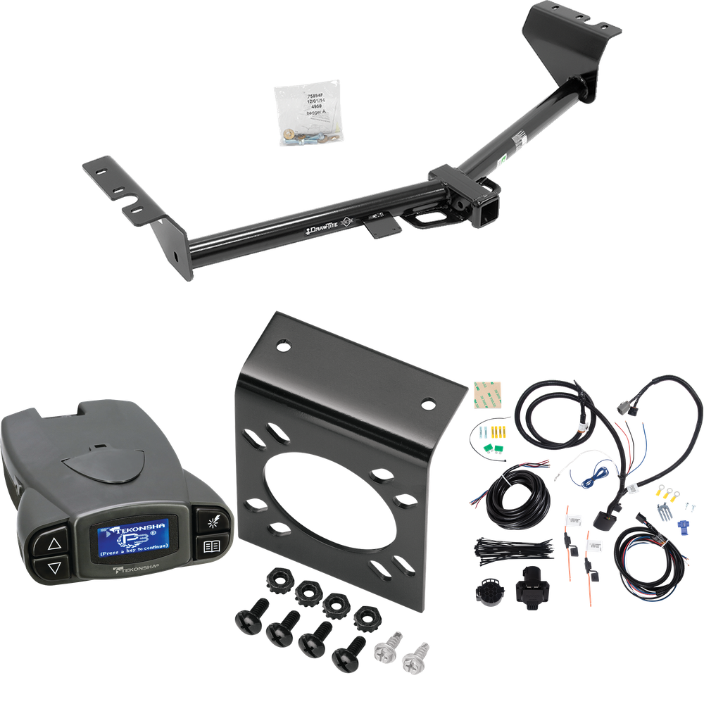 Fits 2015-2021 KIA Sedona Trailer Hitch Tow PKG w/ Tekonsha Prodigy P3 Brake Control + 7-Way RV Wiring By Draw-Tite