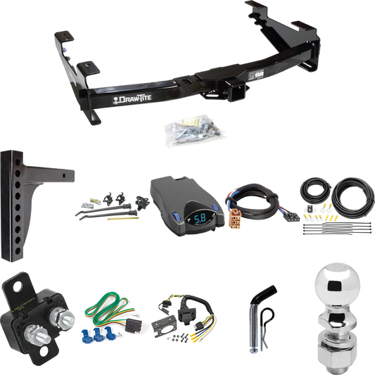 Fits 2001-2002 GMC Sierra 2500 HD Trailer Hitch Tow PKG w/ 12K Trunnion Bar Weight Distribution Hitch + Pin/Clip + 2-5/16" Ball + Tekonsha Prodigy P2 Brake Control + Plug & Play BC Adapter + 7-Way RV Wiring By Draw-Tite