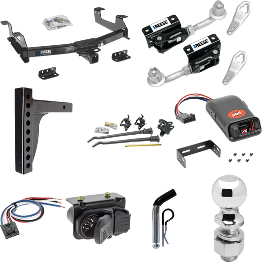 Fits 2011-2014 GMC Sierra 2500 HD Trailer Hitch Tow PKG w/ 12K Trunnion Bar Weight Distribution Hitch + Pin/Clip + Dual Cam Sway Control + 2-5/16" Ball + Pro Series POD Brake Control + Generic BC Wiring Adapter + 7-Way RV Wiring By Reese Towpower