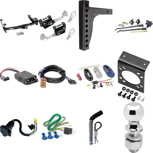 Fits 2001-2002 Chevrolet Silverado 3500 Trailer Hitch Tow PKG w/ 12K Trunnion Bar Weight Distribution Hitch + Pin/Clip + Dual Cam Sway Control + 2-5/16" Ball + Tekonsha Brakeman IV Brake Control + Plug & Play BC Adapter + 7-Way RV Wiring By Reese Tow