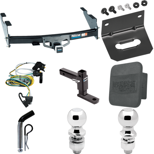 Fits 2004-2004 Ford F-150 Heritage Trailer Hitch Tow PKG w/ 4-Flat Wiring + Adjustable Drop Rise Ball Mount + Pin/Clip + 2" Ball + 2-5/16" Ball + Wiring Bracket + Hitch Cover (For Flareside Models) By Reese Towpower