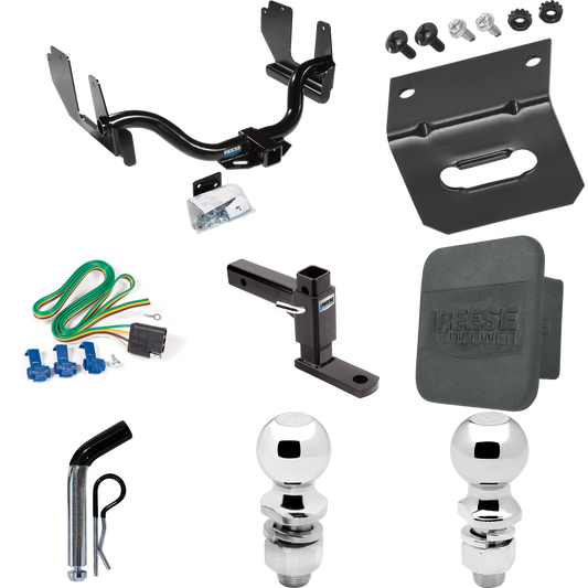 Fits 2005-2005 Ford F-150 Trailer Hitch Tow PKG w/ 4-Flat Wiring + Adjustable Drop Rise Ball Mount + Pin/Clip + 2" Ball + 2-5/16" Ball + Wiring Bracket + Hitch Cover (For Flareside Models) By Reese Towpower