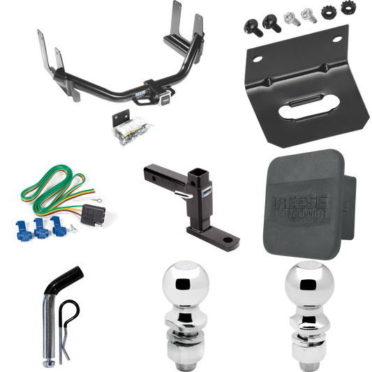 Fits 2005-2005 Ford F-150 Trailer Hitch Tow PKG w/ 4-Flat Wiring + Adjustable Drop Rise Ball Mount + Pin/Clip + 2" Ball + 2-5/16" Ball + Wiring Bracket + Hitch Cover (For Flareside Models) By Reese Towpower