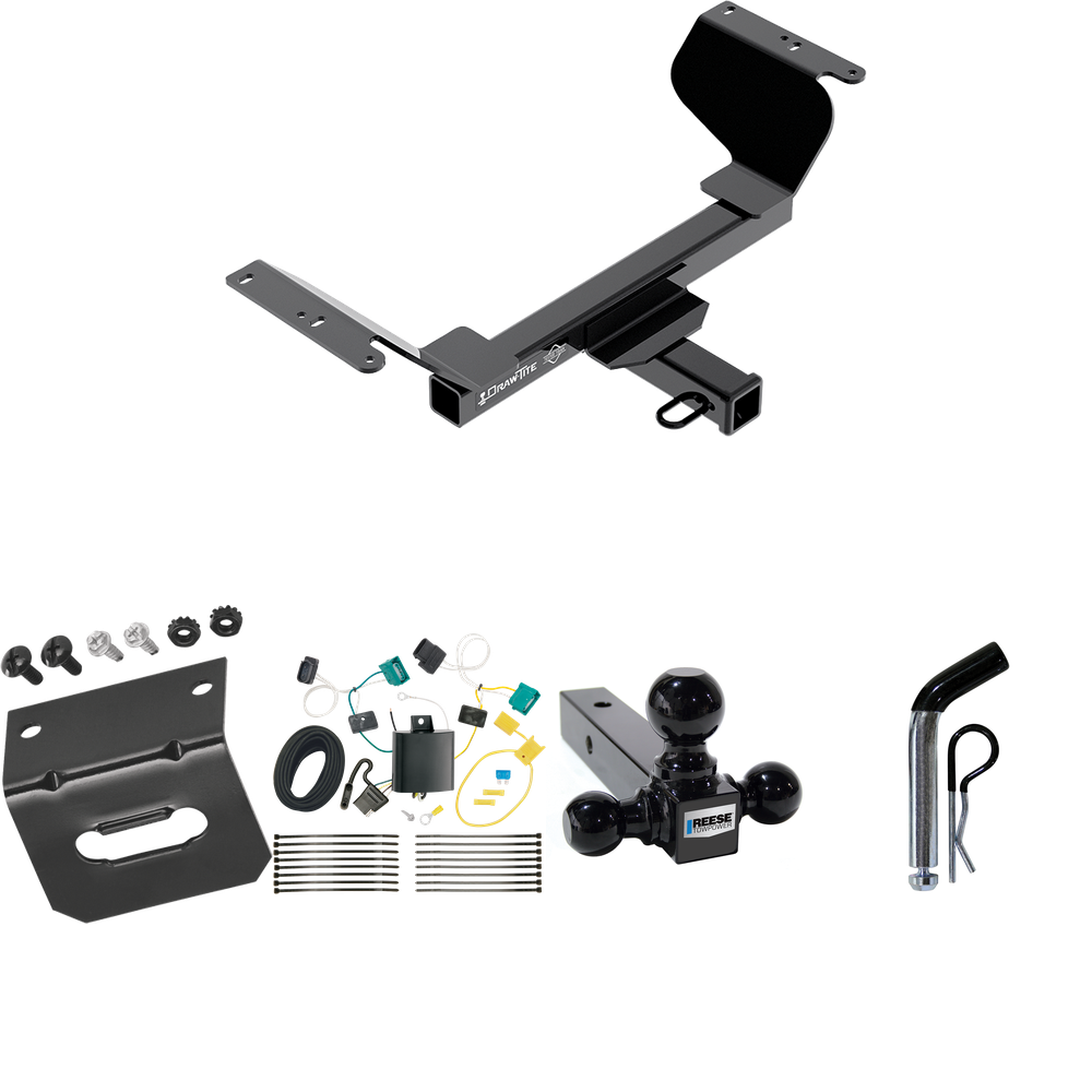 Fits 2018-2021 Chevrolet Equinox Trailer Hitch Tow PKG w/ 4-Flat Wiring Harness + Triple Ball Ball Mount 1-7/8" & 2" & 2-5/16" Trailer Balls + Pin/Clip + Wiring Bracket (Excludes: Premier or Models w/1.6L Diesel Engine Models) By Draw-Tite