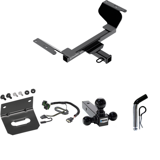 Fits 2022-2023 Chevrolet Equinox Trailer Hitch Tow PKG w/ 4-Flat Wiring Harness + Triple Ball Ball Mount 1-7/8" & 2" & 2-5/16" Trailer Balls + Pin/Clip + Wiring Bracket (For Premier, Except Models w/1.6L Diesel Engine Models) By Draw-Tite