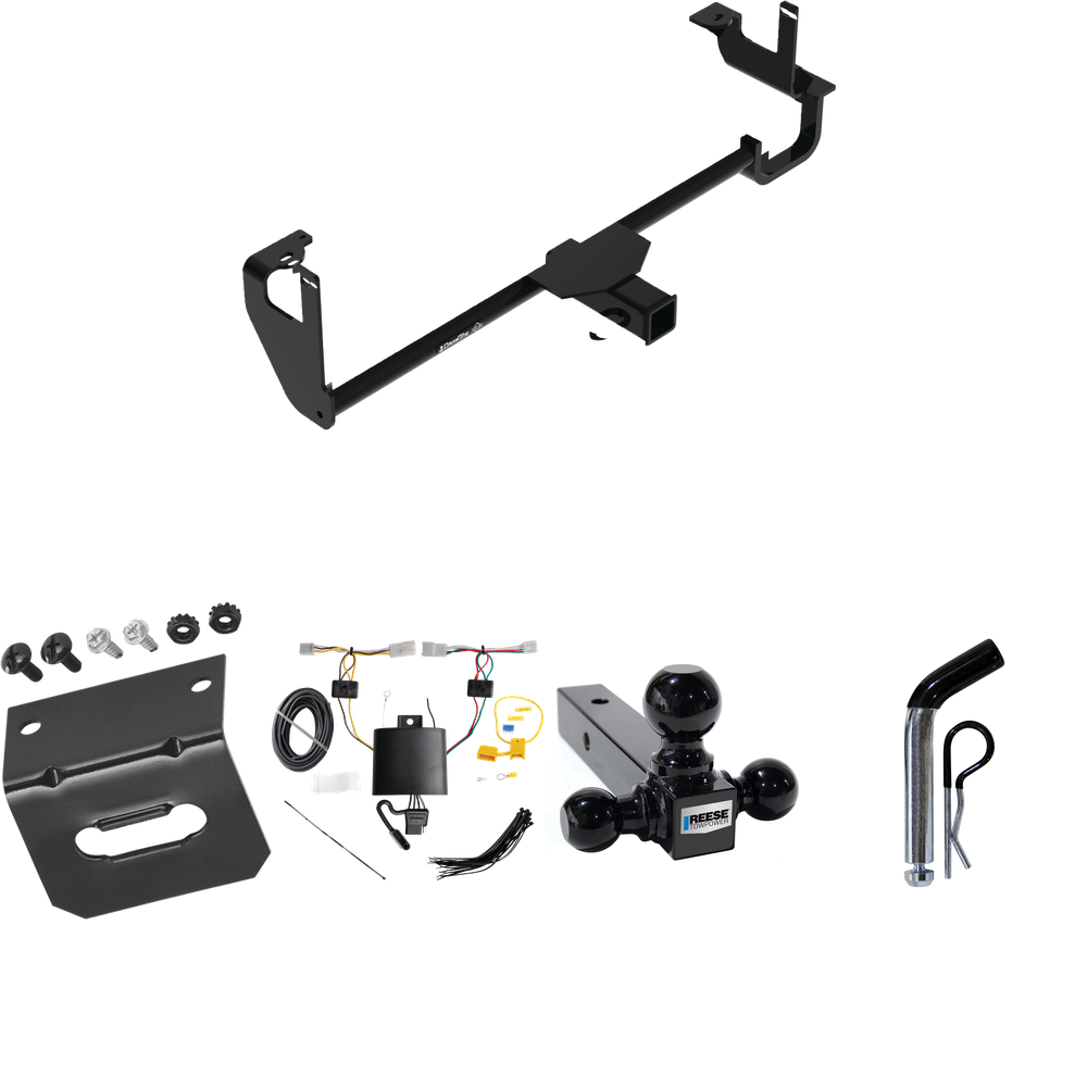 Fits 2019-2022 Lexus UX250h Trailer Hitch Tow PKG w/ 4-Flat Wiring Harness + Triple Ball Ball Mount 1-7/8" & 2" & 2-5/16" Trailer Balls + Pin/Clip + Wiring Bracket By Draw-Tite