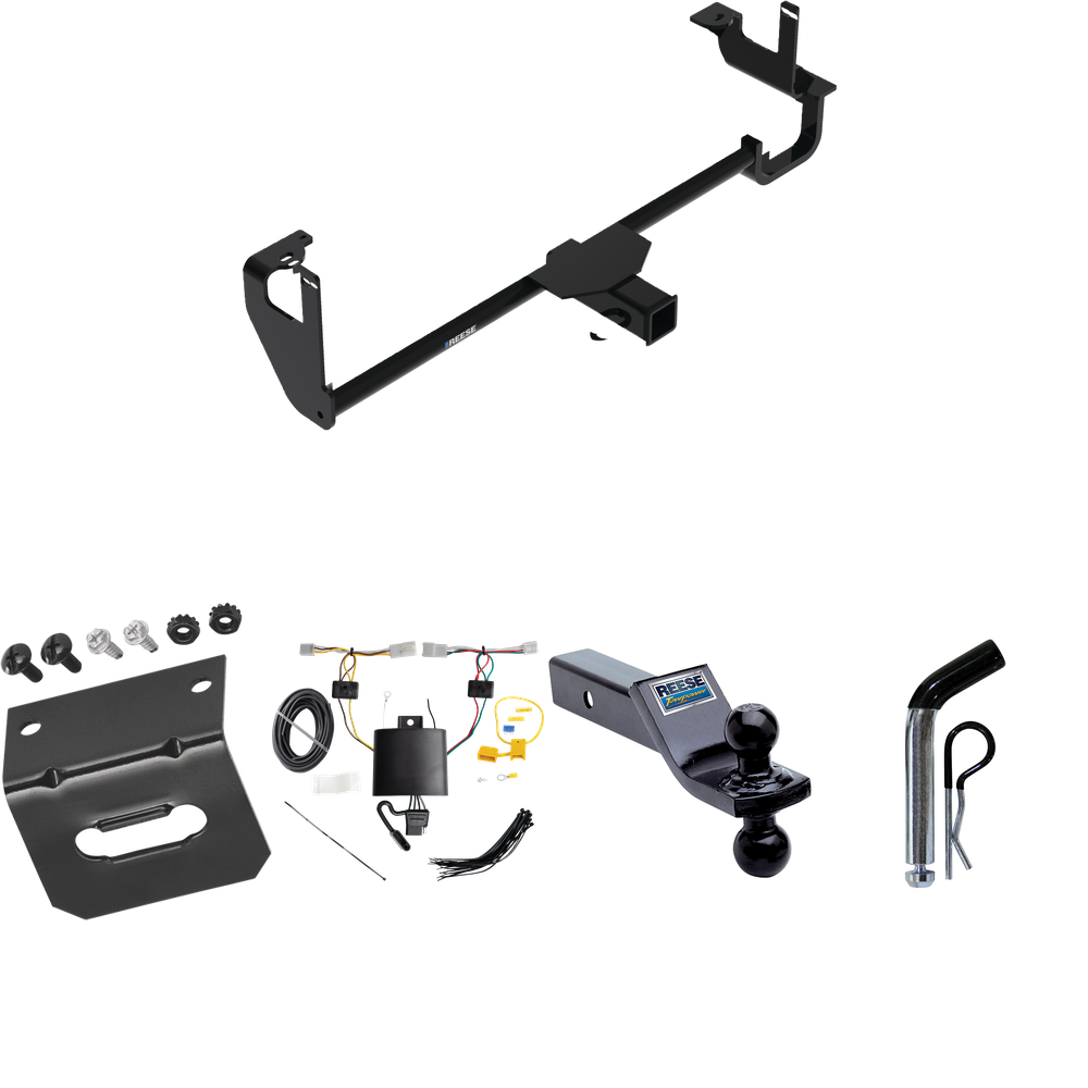 Fits 2019-2022 Lexus UX250h Trailer Hitch Tow PKG w/ 4-Flat Wiring Harness + Dual Ball Ball Mount 1-7/8" & 2" Trailer Balls + Pin/Clip + Wiring Bracket By Reese Towpower